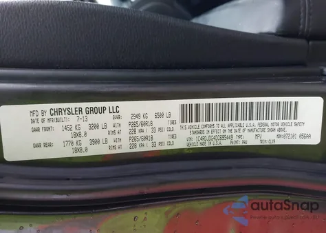 2013 Dodge Durango Crew z USA, uszkodzony, nr VIN 1C4RDJDG4DC695449